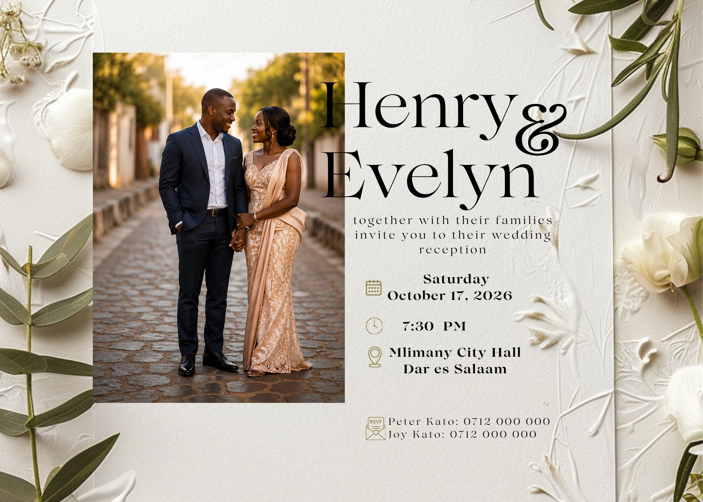 Classic Photo Reverie invitation card design for wedding