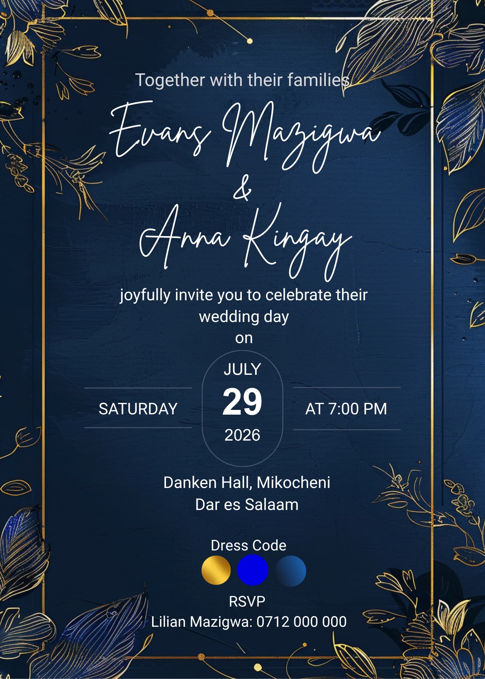 Cobalt Petal Classic invitation card design for wedding