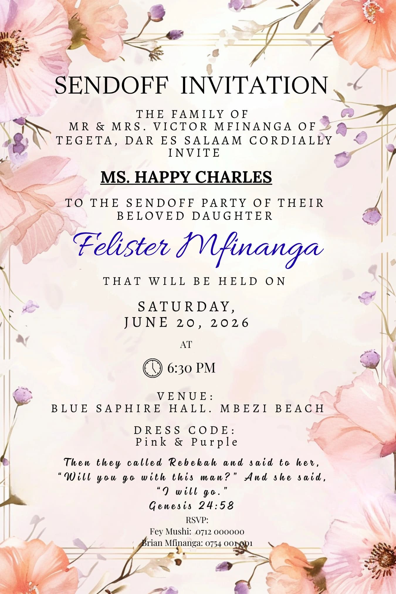 Crystal Clear Mind invitation card design for send off