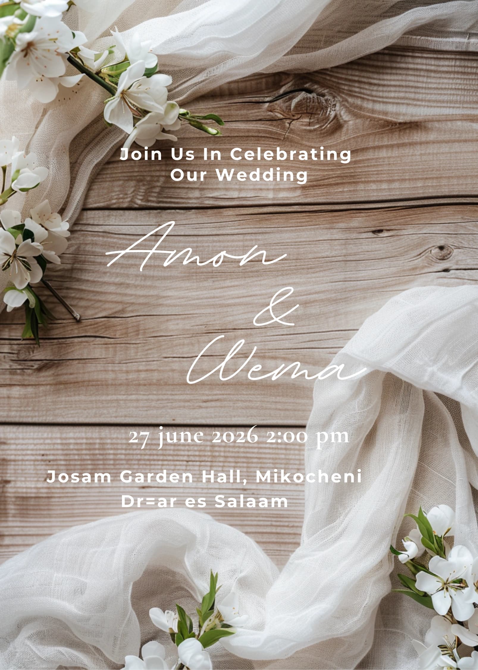 Earthy Oak Mood invitation card design for wedding