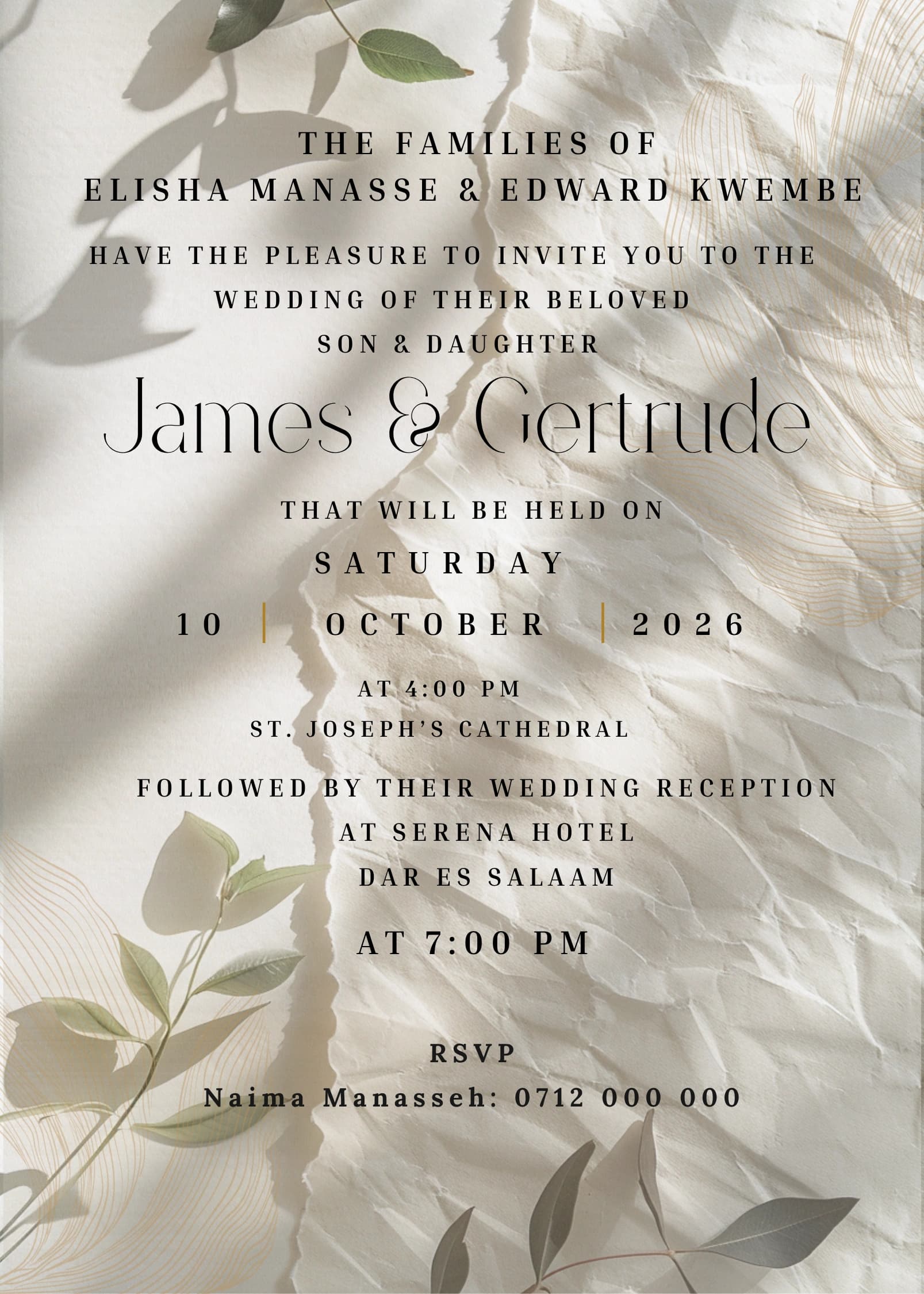 Gilded Bare Truth invitation card design for wedding