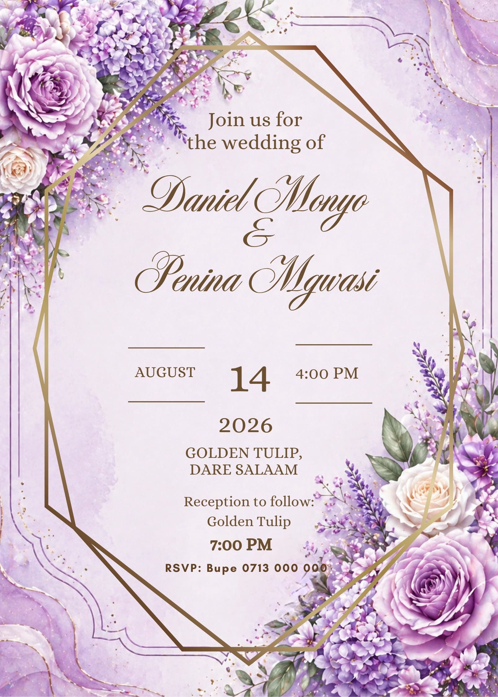 Harvest Petal Dust invitation card design for wedding