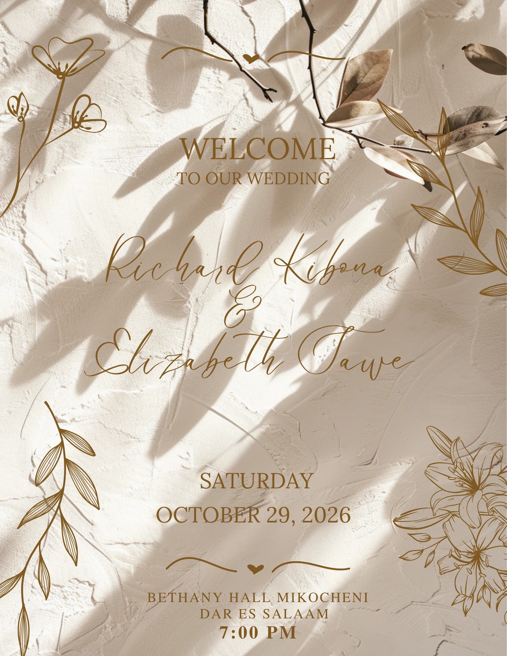 Linen Warmth Flyer invitation card design for wedding