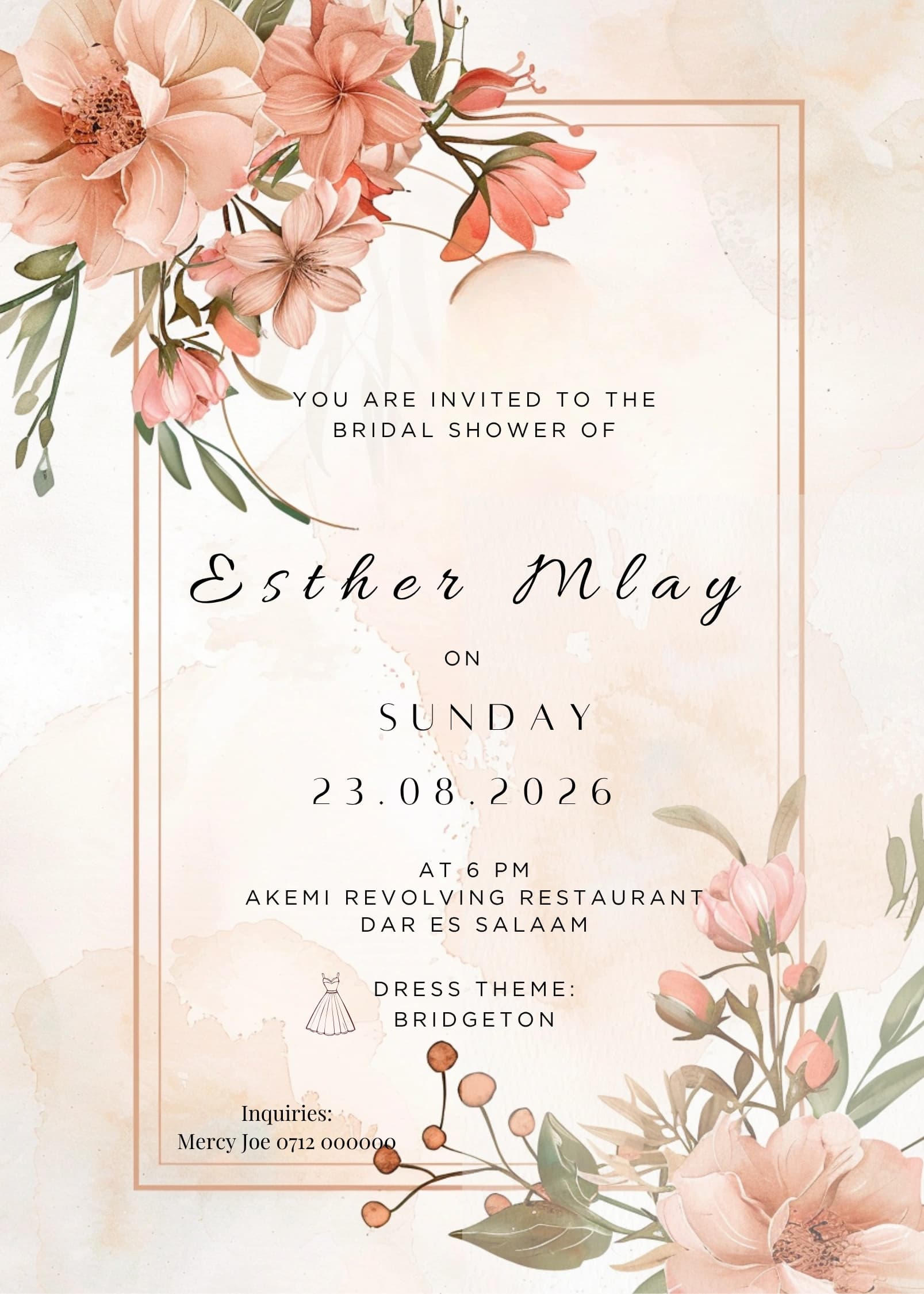 Painterly Dusk Stroke invitation card design for bridal shower