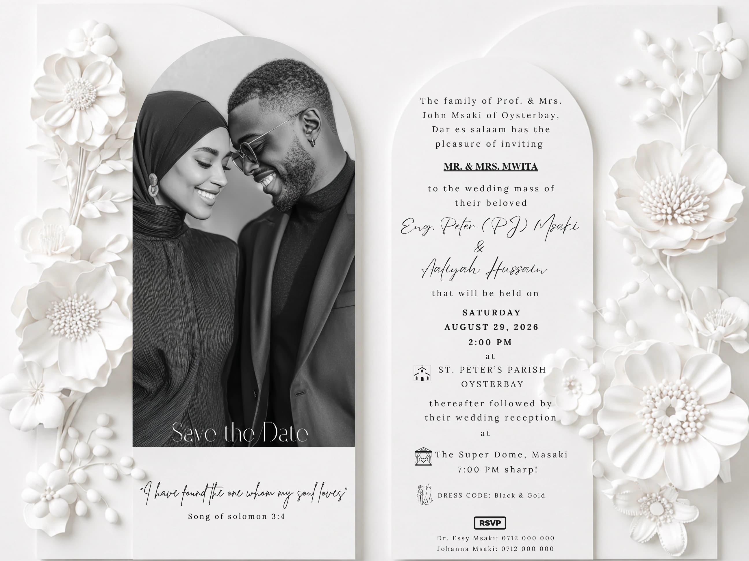 Panoramic Chic Vow invitation card design for wedding