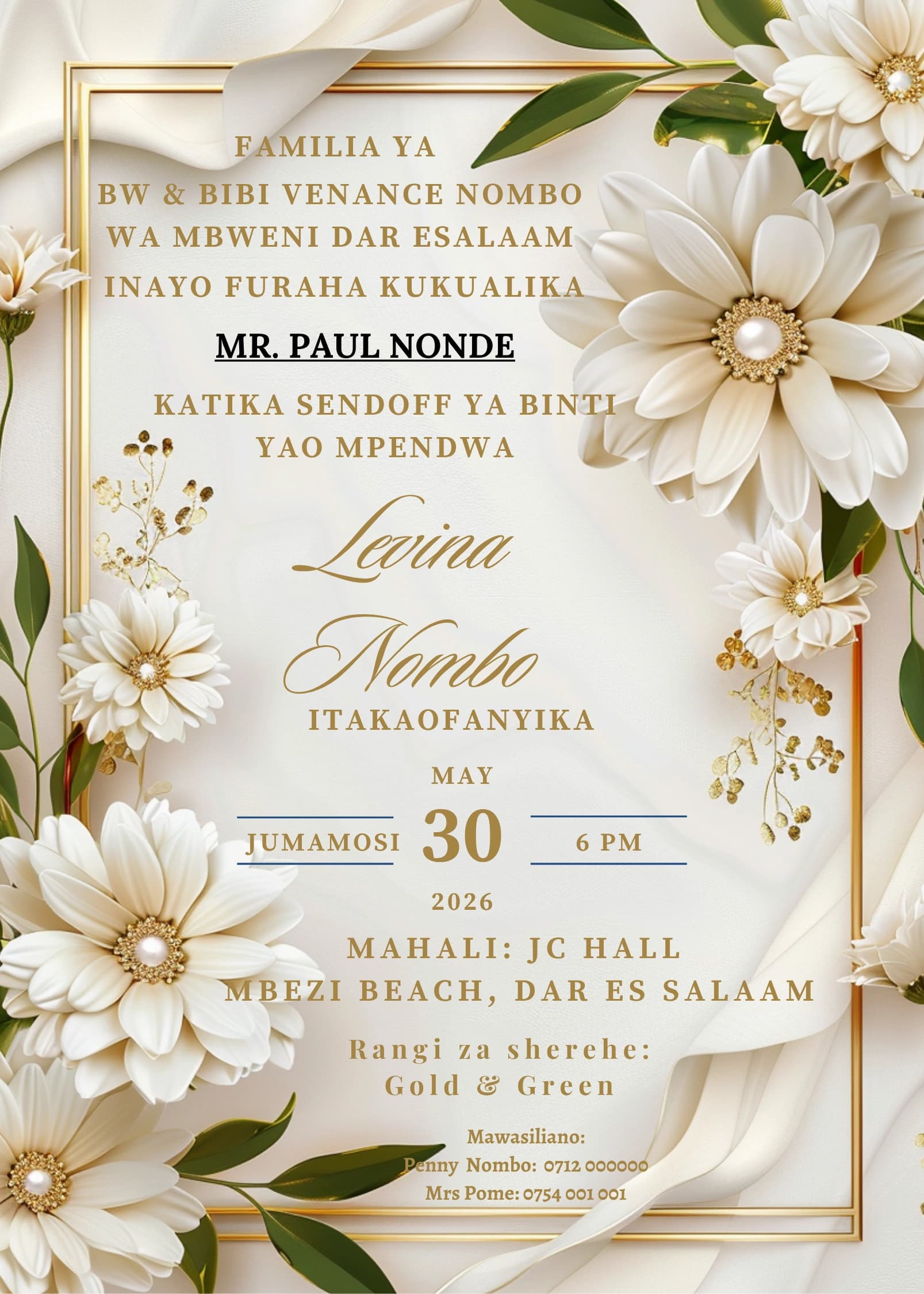 Pearl Crown Opulence invitation card design for send off