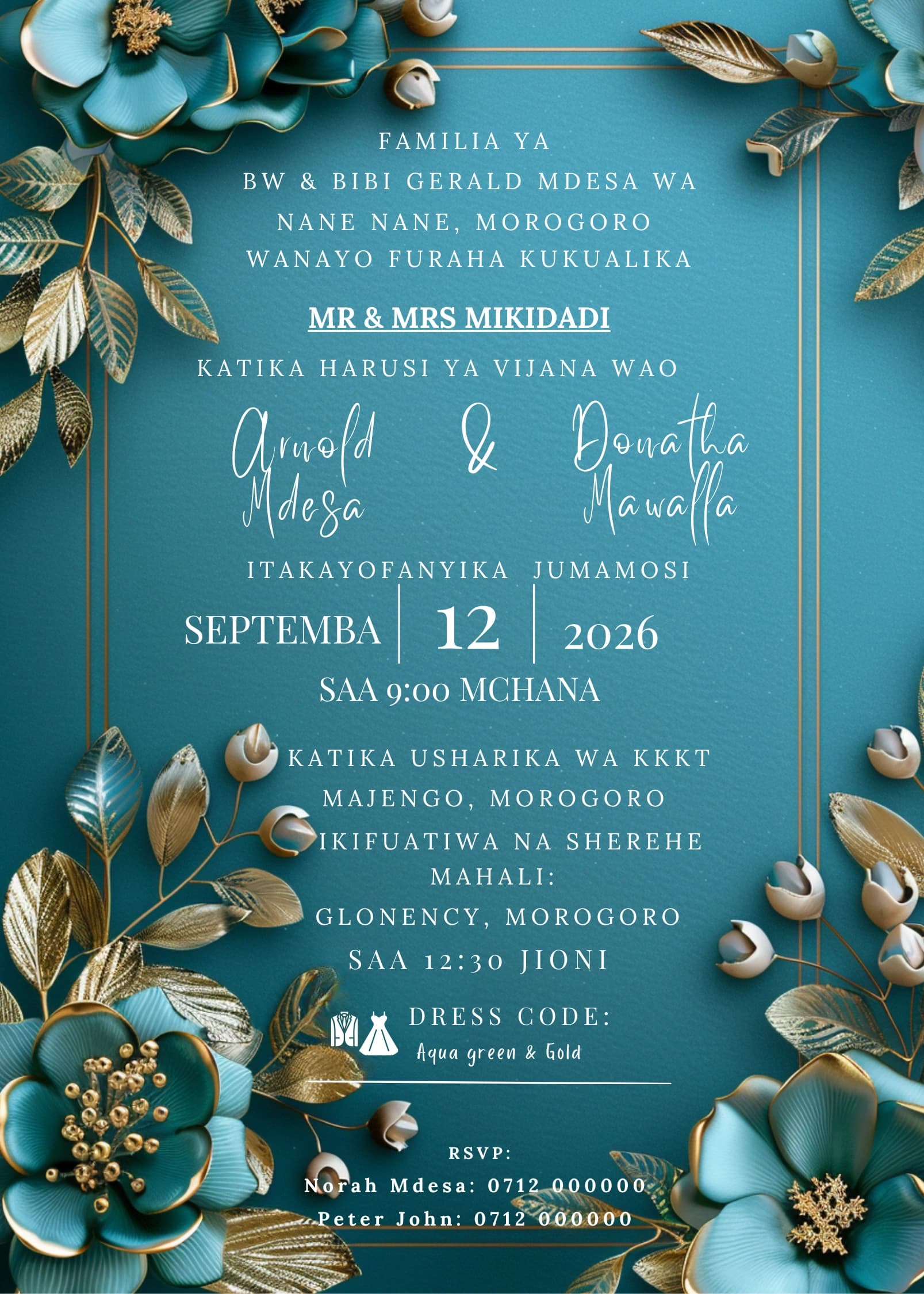 Royal Blue Opulence invitation card design for wedding