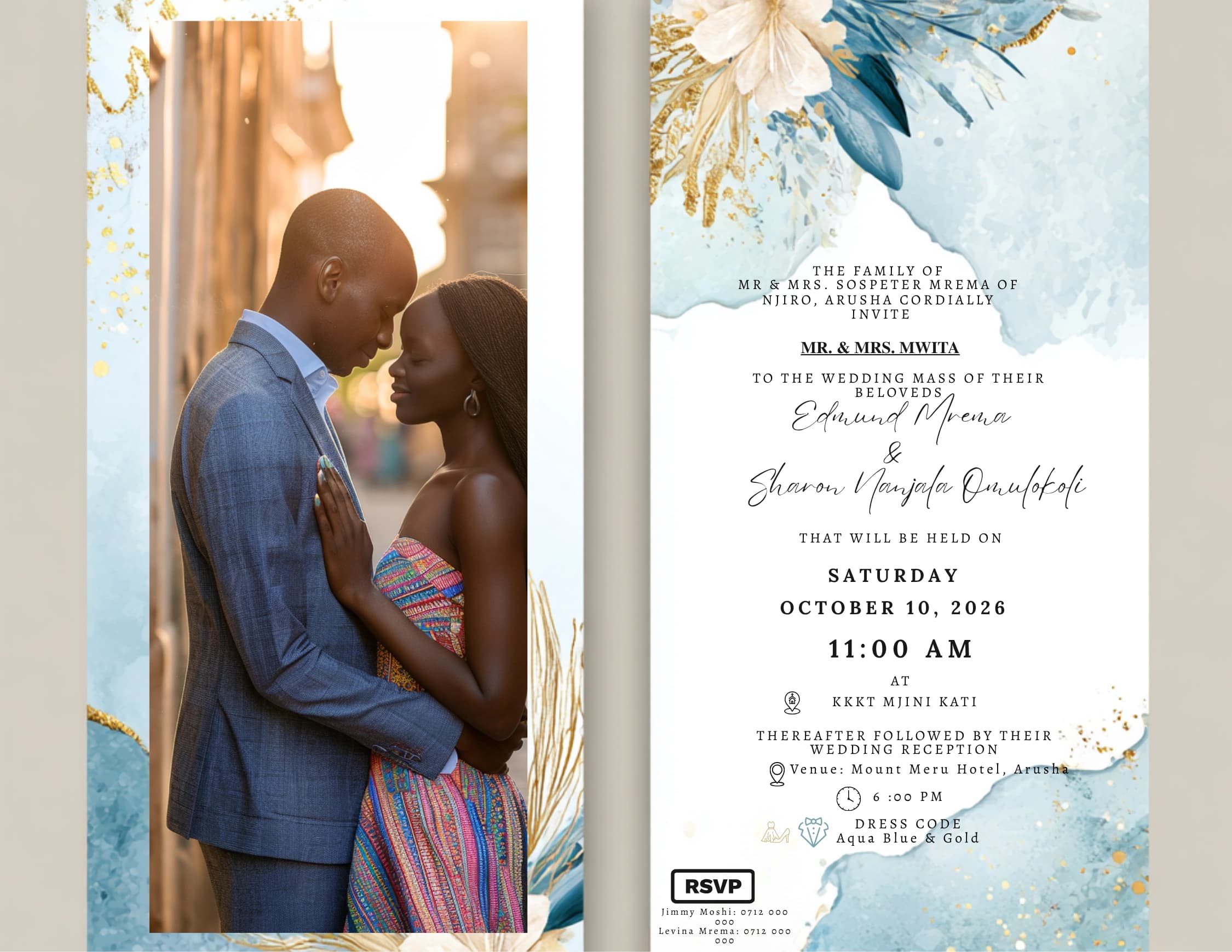 Tidal Silk Rush invitation card design for wedding