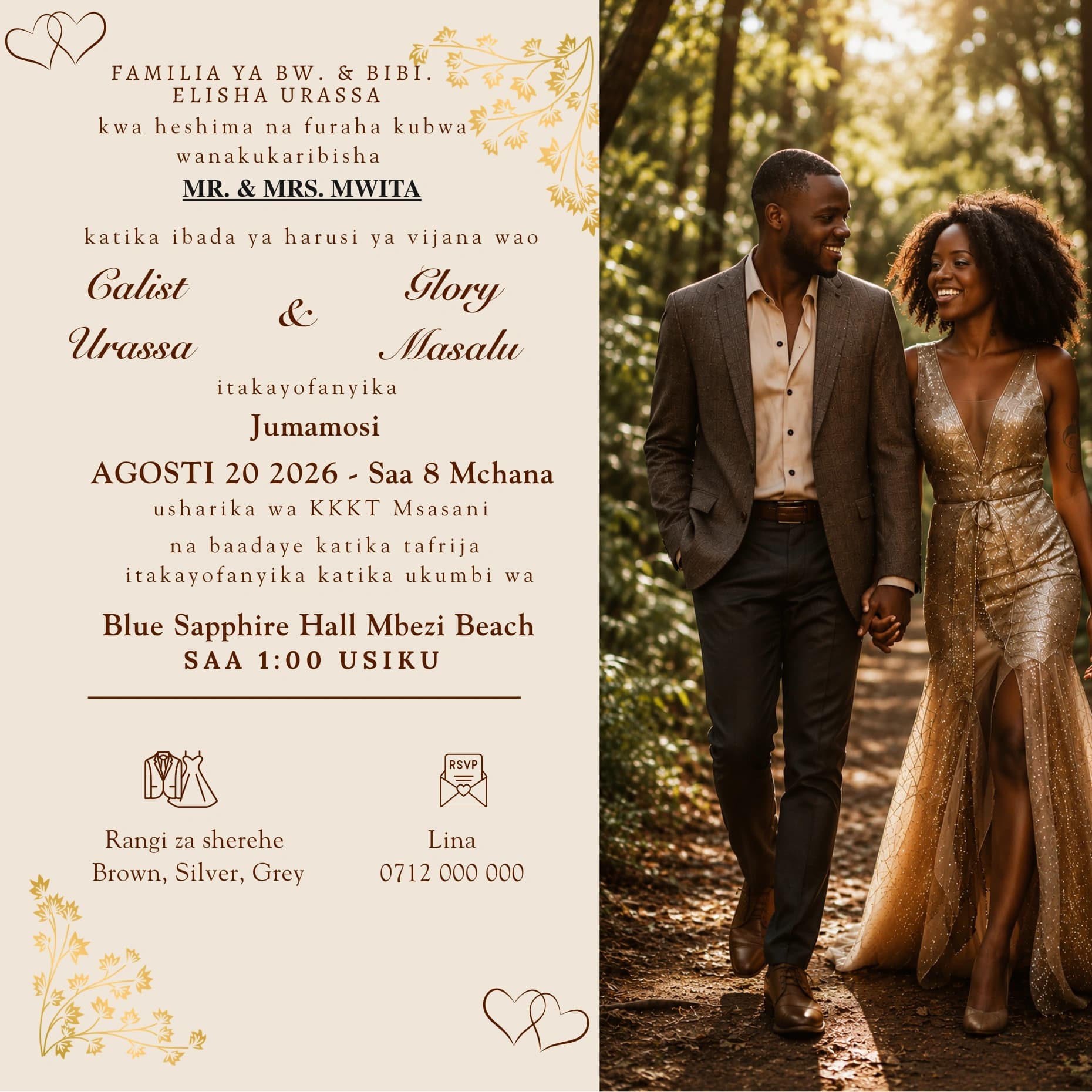 Vow Renewal Hush invitation card design for wedding