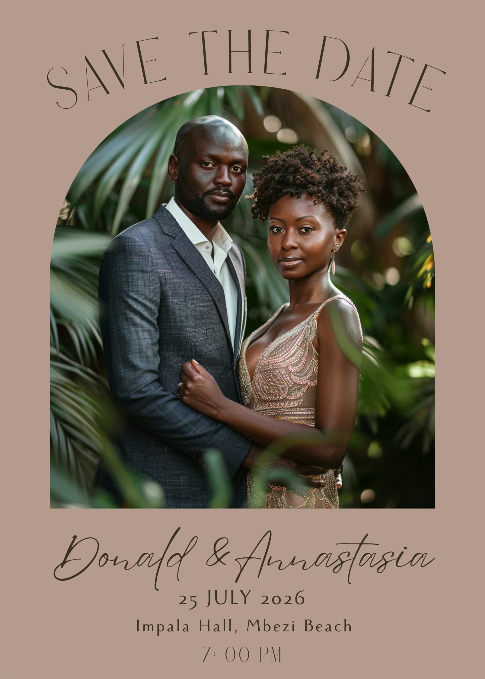 Warm Sand Minimal invitation card design for wedding
